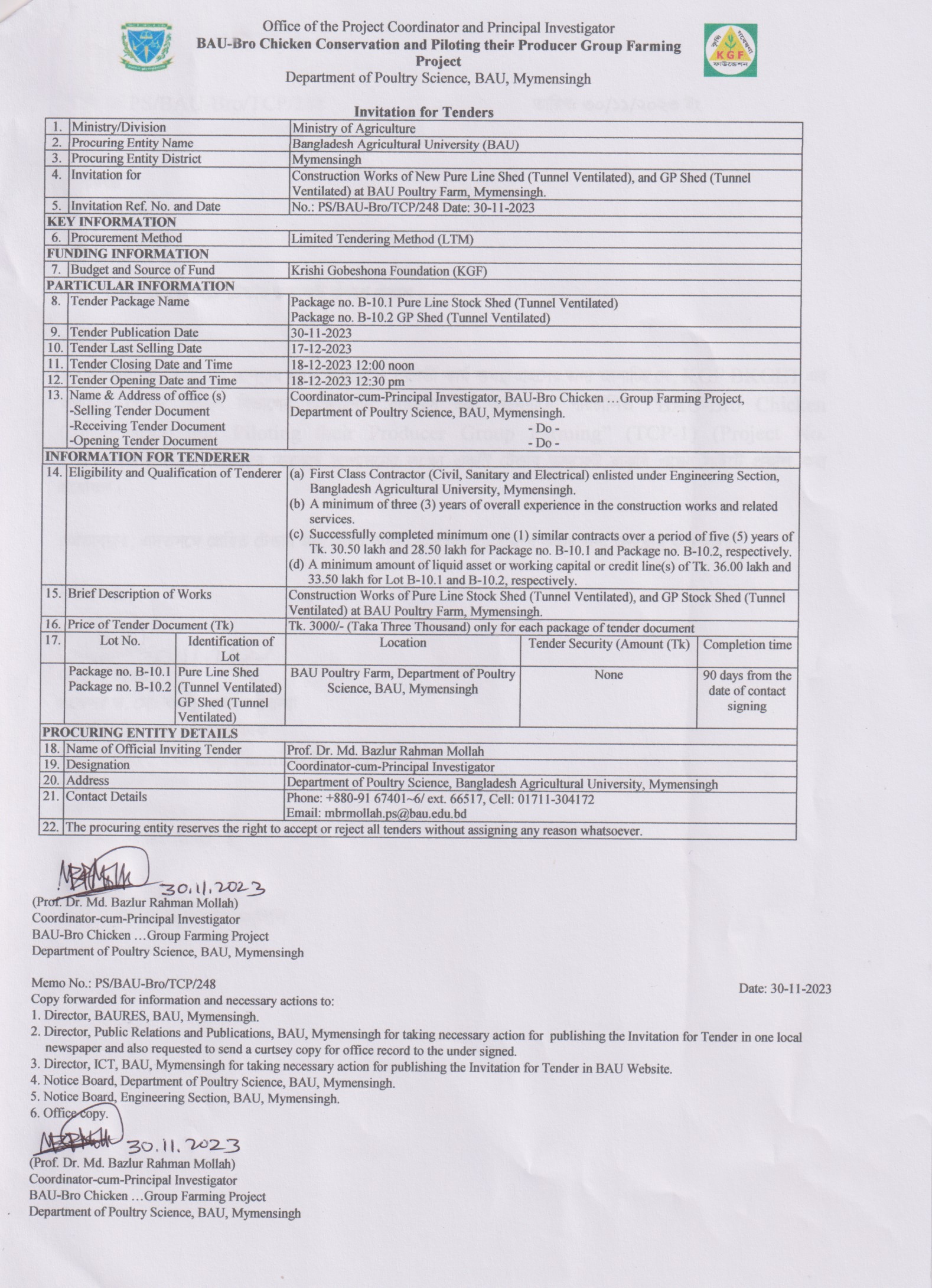 Tender Notice
