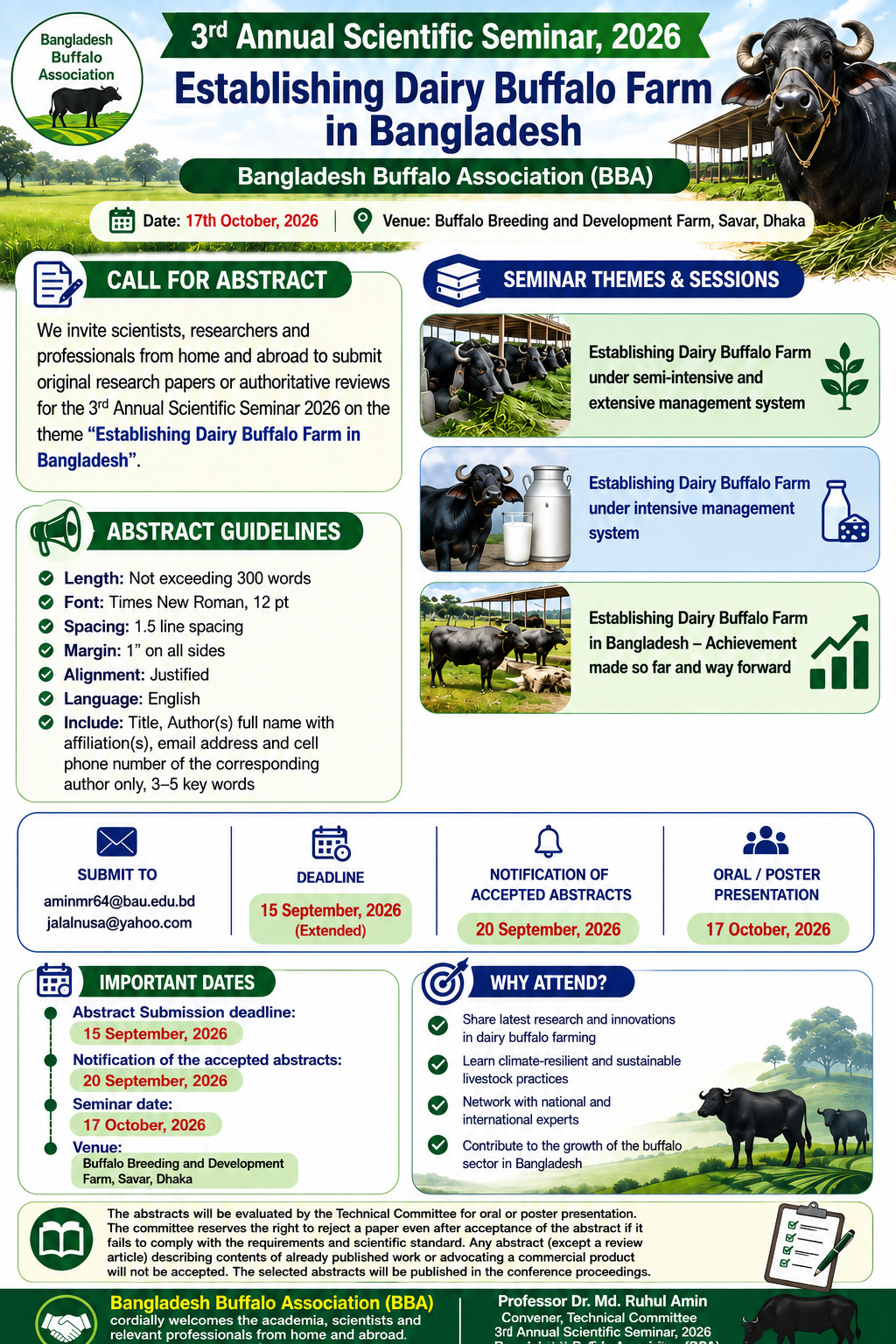 3rd Annual Scientific Seminar, 2026  Establishing Dairy Buffalo Farm in Bangladesh