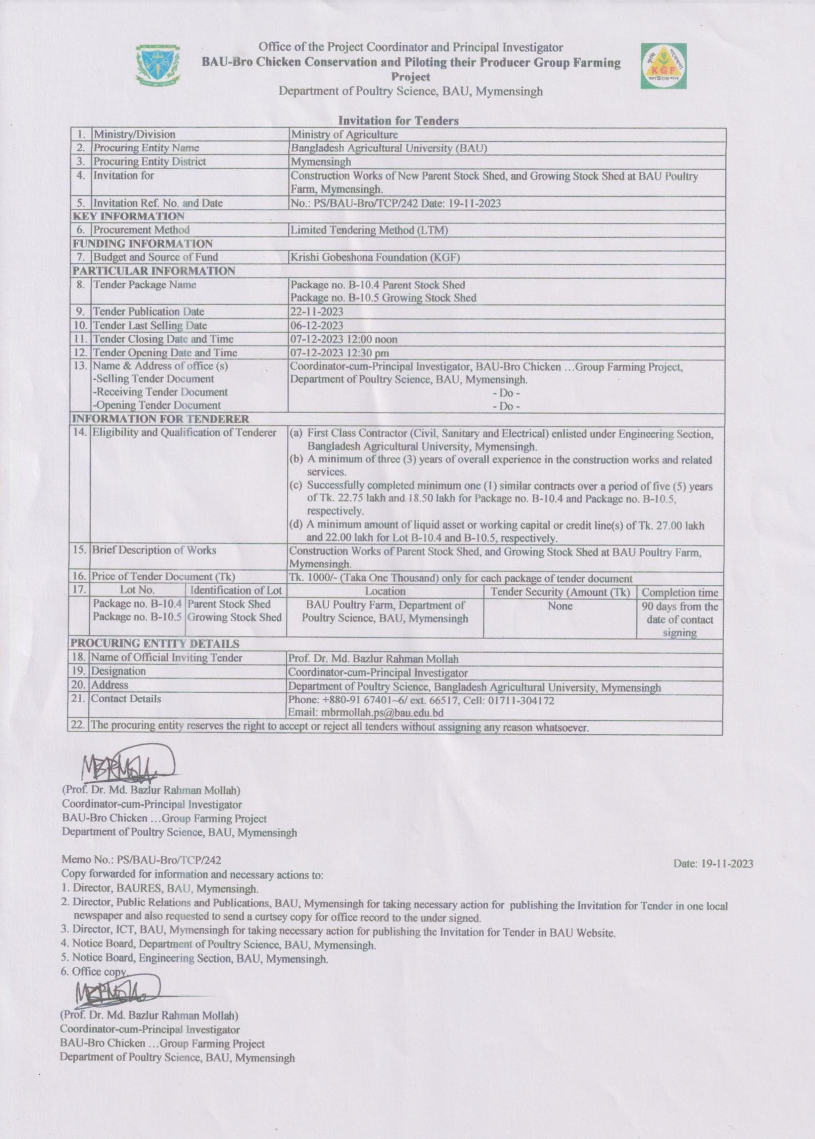 Tender Notice